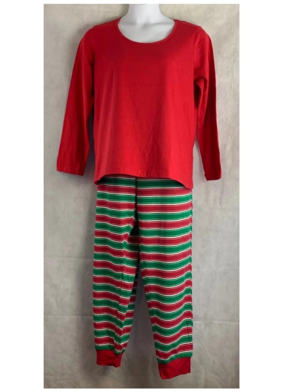 Family Pajamas Women's 2-Piece Knit PJ Set, Red Green Candy Cane Stripe, XL